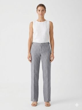 GAP 100% Cotton Gray Pinstripe Low Slung Fit Flare Trousers Pants Size4